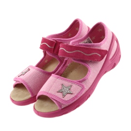 Sapatos infantis Befado sandálias com reforço de couro 433X032 rosa cinza 3