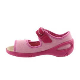 Sapatos infantis Befado sandálias com reforço de couro 433X032 rosa cinza 2