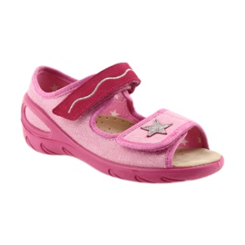 Sapatos infantis Befado sandálias com reforço de couro 433X032 rosa cinza 1