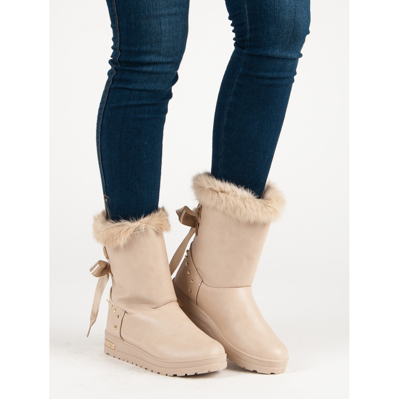 Super Me Moda botas de neve na moda marrom 2