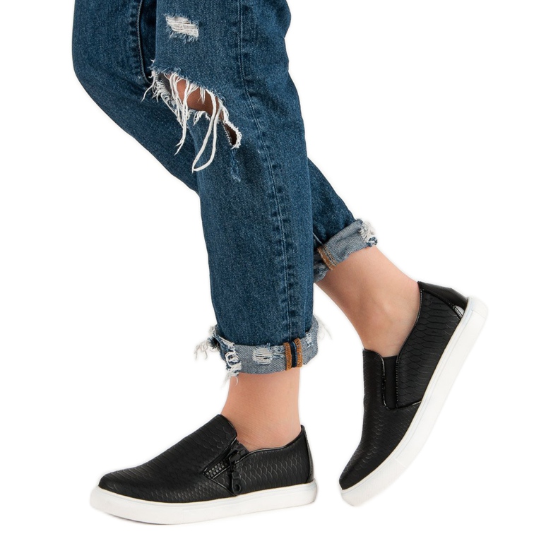 Sapatilhas pretas deslizantes preto 1