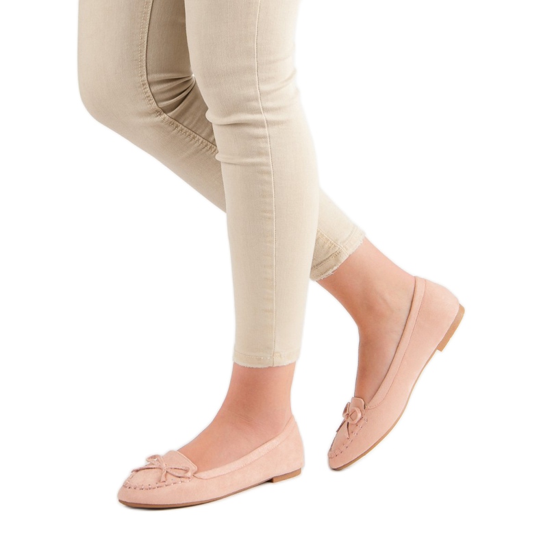 Small Swan Mocassins rosa com laço 1