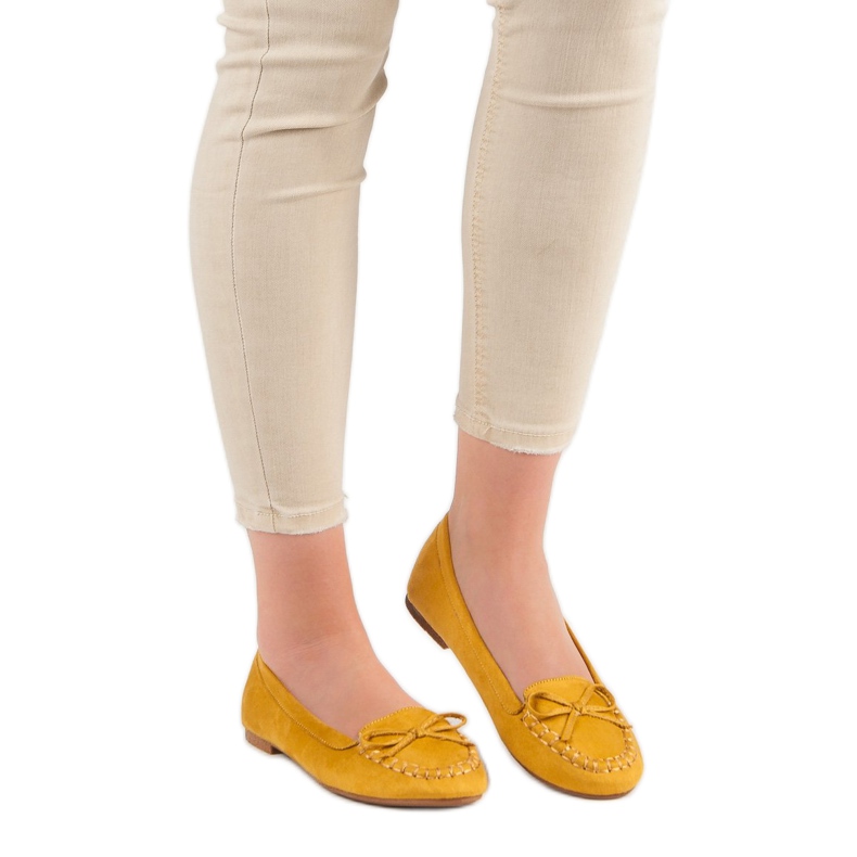 Small Swan Mocassins amarelos com arco 2 Small Swan Mocassins amarelos com arco 2