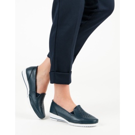 Sapatos abertos feitos de couro VINCEZA azul 1