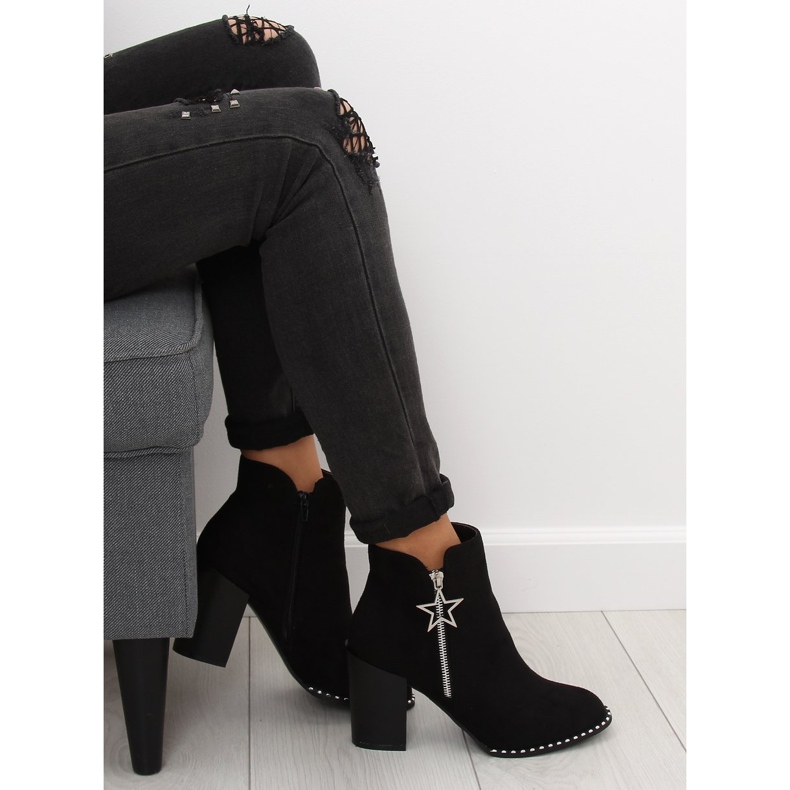 Botas com salto estável preto 8576-2 Preto 1