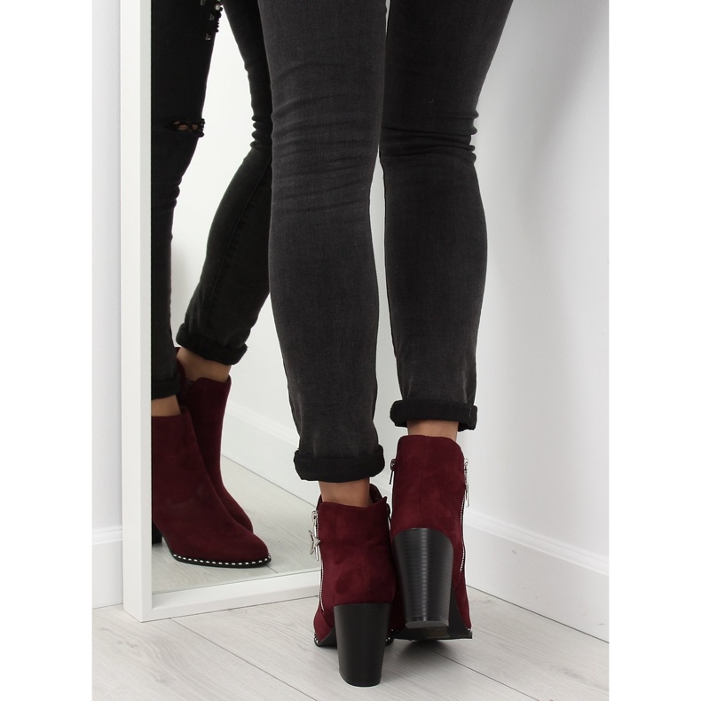 Botas com salto estável Borgonha 8576-2 Vermelho 1 Botas com salto estável Borgonha 8576-2 Vermelho 1