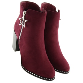 Botas com salto estável Borgonha 8576-2 Vermelho 2