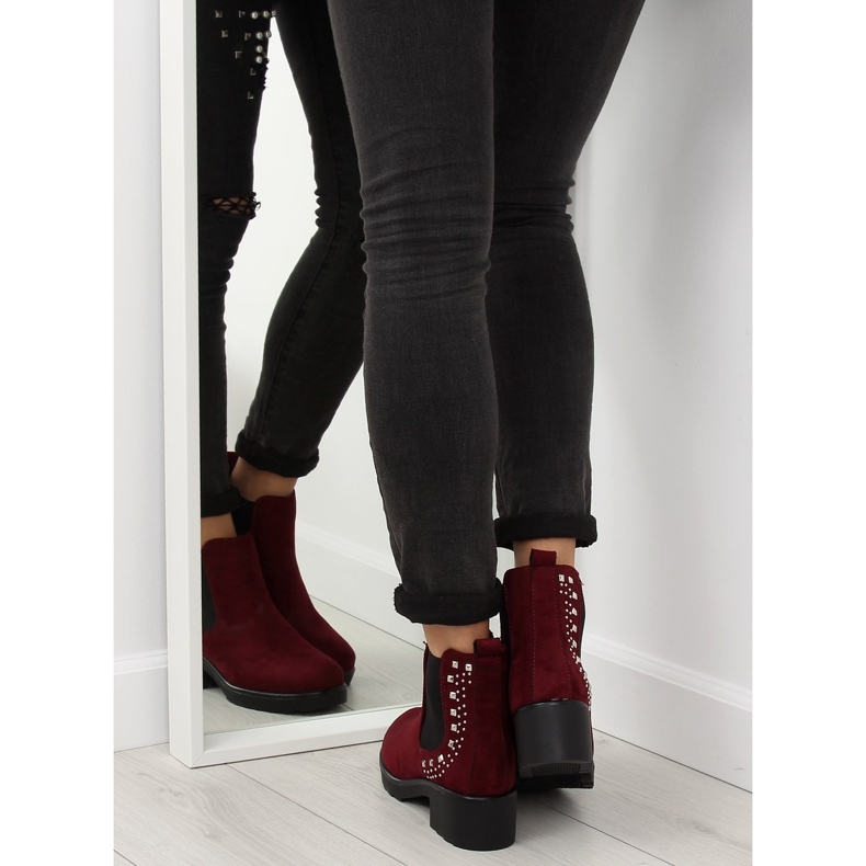 Botas Jodhpur com tachas marrons Z175 Burgundy vermelho 1