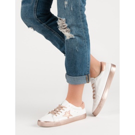 Tênis elegantes e baixos branco amarelo 2