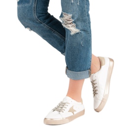 Tênis elegantes e baixos branco amarelo 2