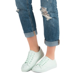 Sport Tênis de menta com cristais verde 1