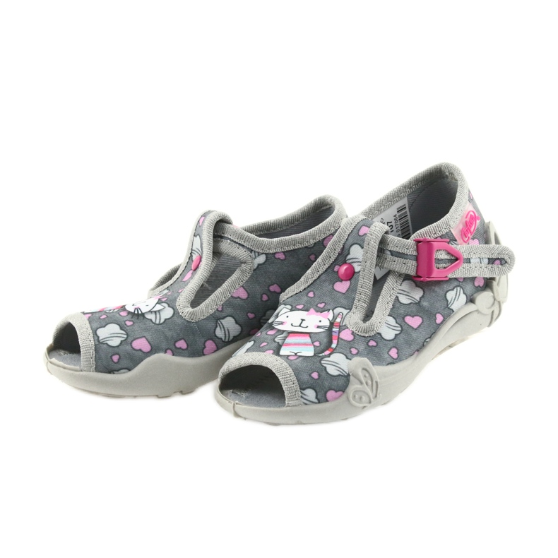Sapatos infantis chinelos Befado 213P107 cinza rosa 3