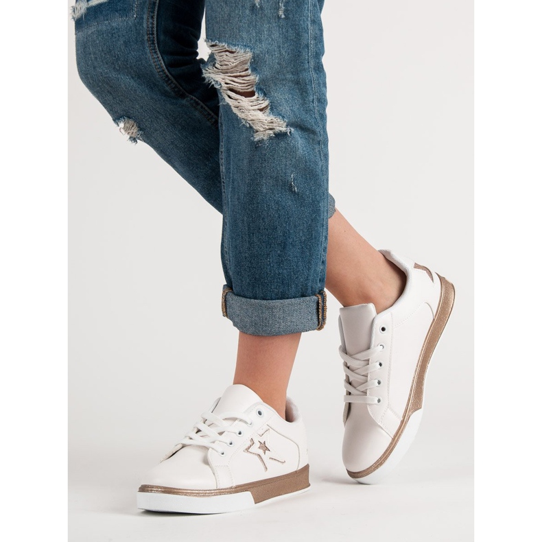 Calçados esportivos femininos branco amarelo 1