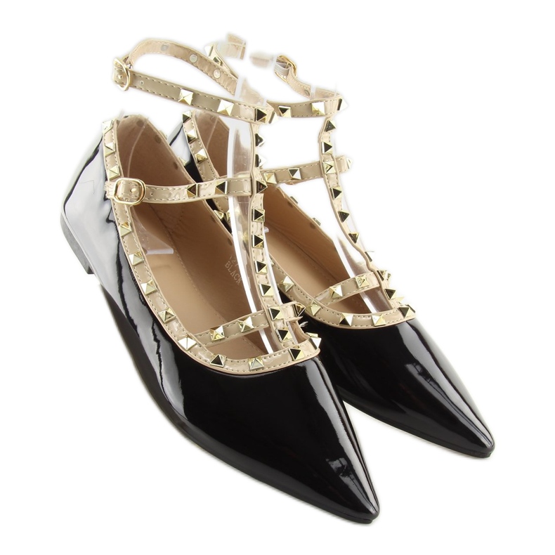 Bailarinas pretas com tachas 127-12 Black preto 1 Bailarinas pretas com tachas 127-12 Black preto 1