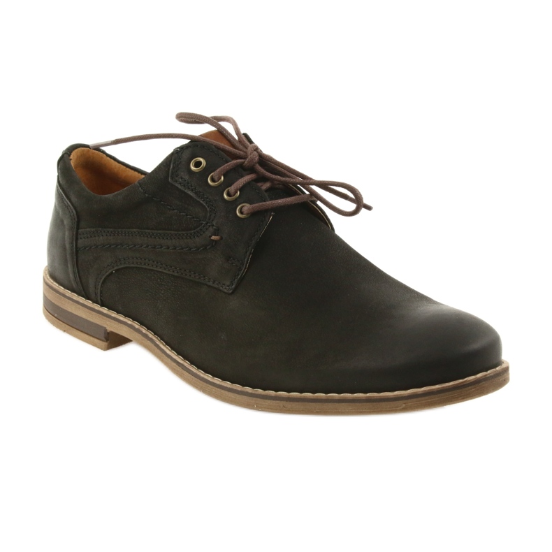 Sapatos masculinos de couro Riko 831 pretos 1
