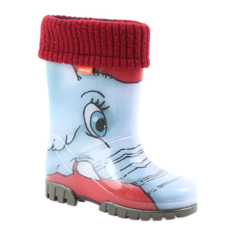 Botas infantis Demar, botas de borracha com meia azul cinza vermelho 1 Botas infantis Demar, botas de borracha com meia azul cinza vermelho 1