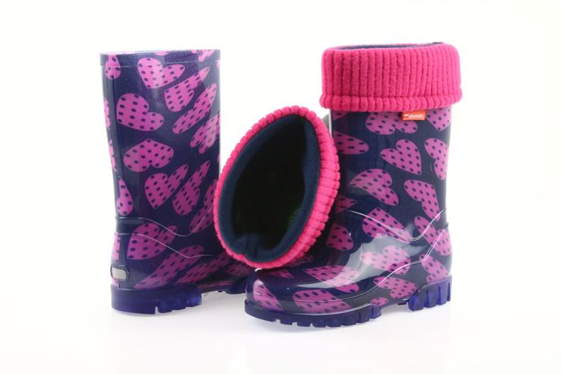 Demar Galoshes meia quente corações rosa azul marinho 6
