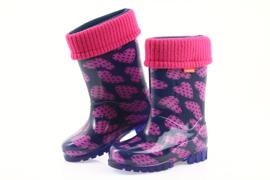 Demar Galoshes meia quente corações rosa azul marinho 5