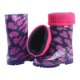 As botas de chuva infantil Demar aquecem os corações de meia rosa azul marinho 5