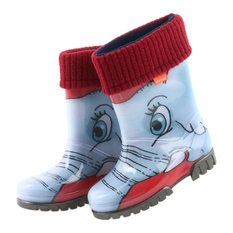 Botas infantis Demar, botas de chuva com meia quente azul 4