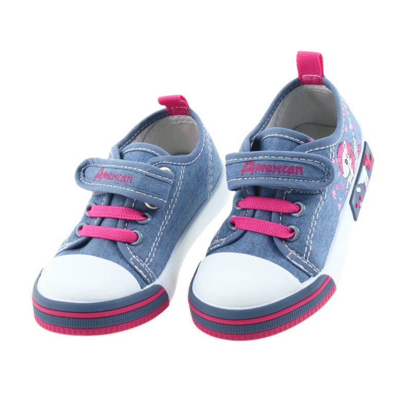 Tênis infantil American Club azul com velcro 28/19 rosa 4