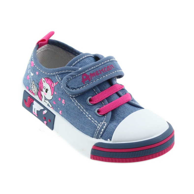 Tênis infantil American Club azul com velcro 28/19 rosa 1
