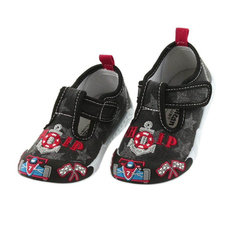 Tênis infantil preto American Club com velcro 26/19 cinza vermelho 4