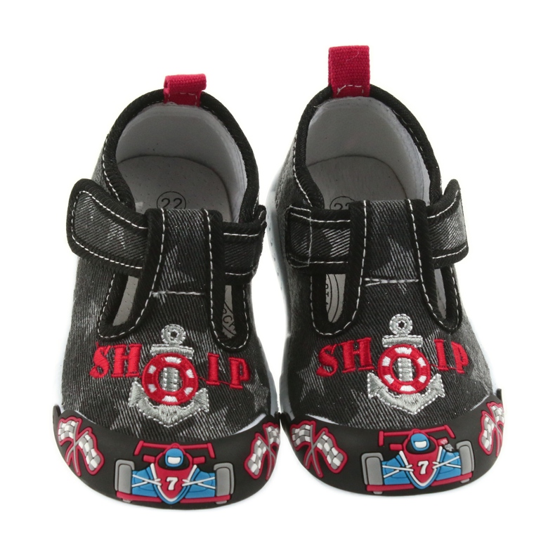 Tênis infantil preto American Club com velcro 26/19 cinza vermelho 3
