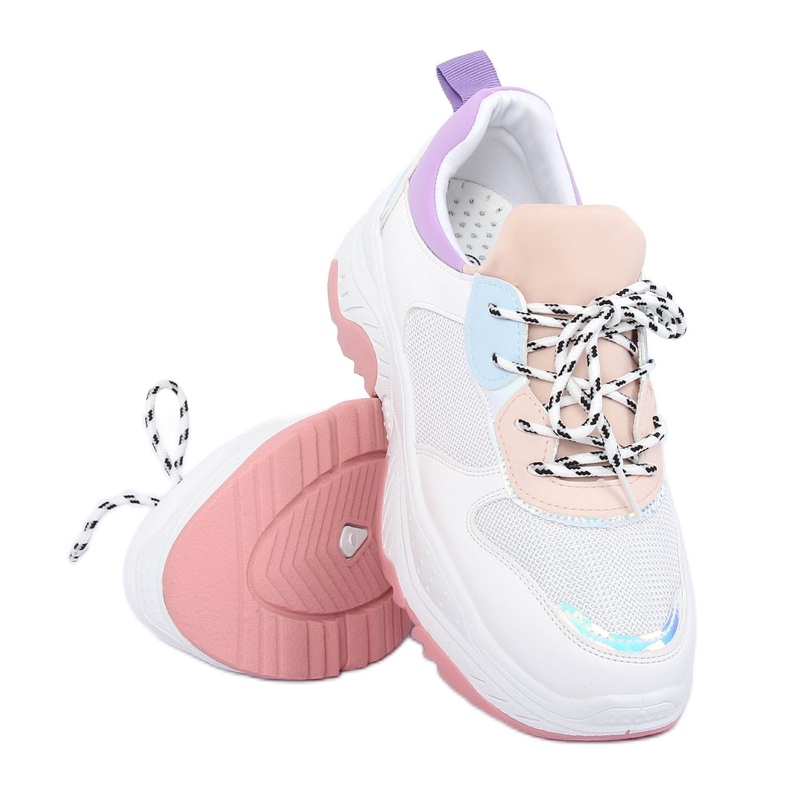 Sapatos esportivos brancos e roxos B0-63 BRANCO / ROXO 1
