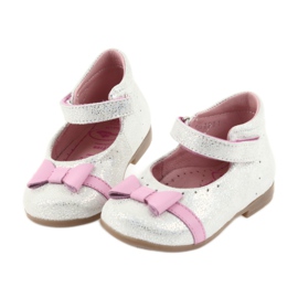 Sapatos infantis de bailarina de velcro Ren But 1493 DISKO branco cinza rosa 4