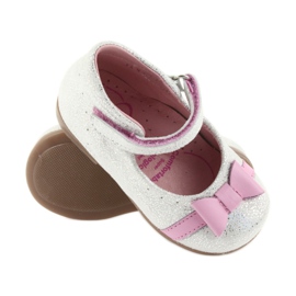 Sapatos infantis de bailarina de velcro Ren But 1493 DISKO branco cinza rosa 3