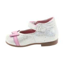Sapatos infantis de bailarina de velcro Ren But 1493 DISKO branco cinza rosa 2