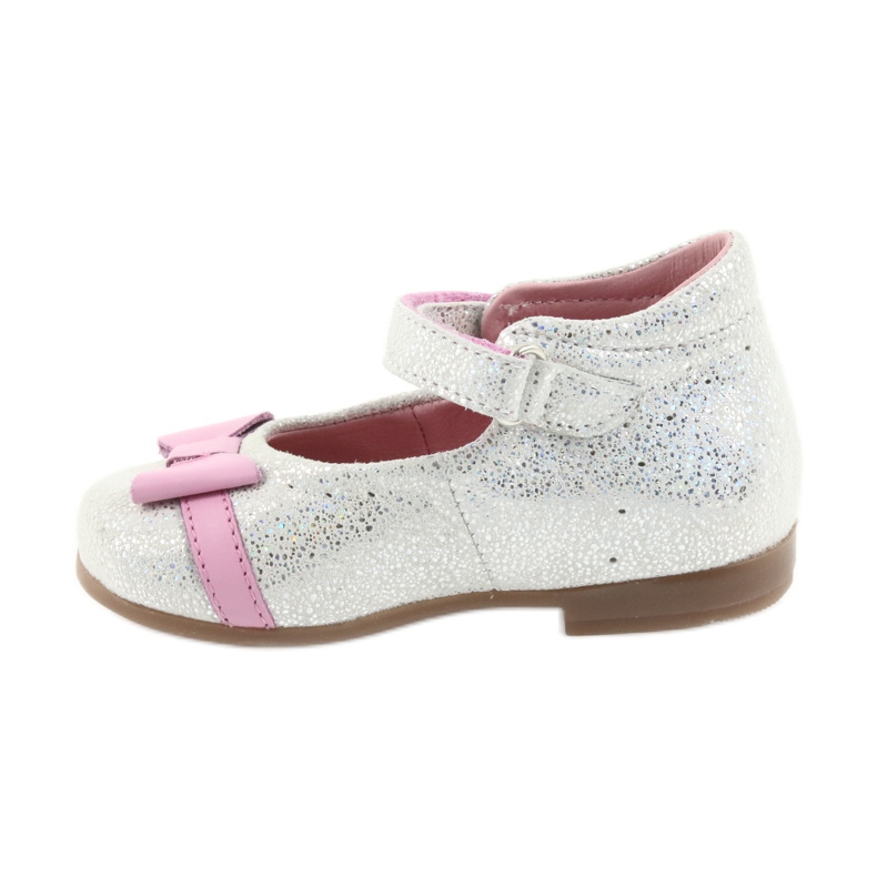 Sapatos infantis de bailarina de velcro Ren But 1493 DISKO branco cinza rosa 2