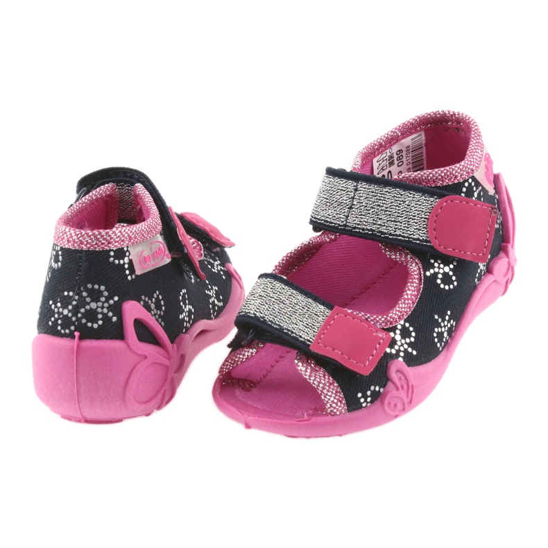 Chinelos Befado calçados infantis 242P089 azul marinho azul-marinho rosa cinza 5
