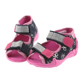Chinelos Befado calçados infantis 242P089 azul marinho azul-marinho rosa cinza 4