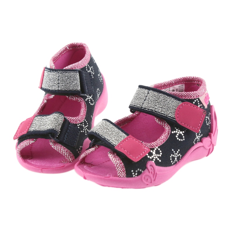 Chinelos Befado calçados infantis 242P089 azul marinho azul-marinho rosa cinza 4