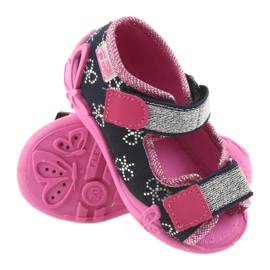 Chinelos Befado calçados infantis 242P089 azul marinho azul-marinho rosa cinza 3