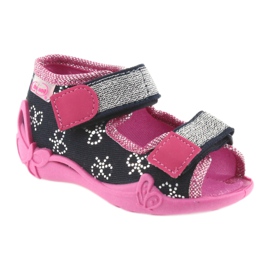 Chinelos Befado calçados infantis 242P089 azul marinho azul-marinho rosa cinza 1