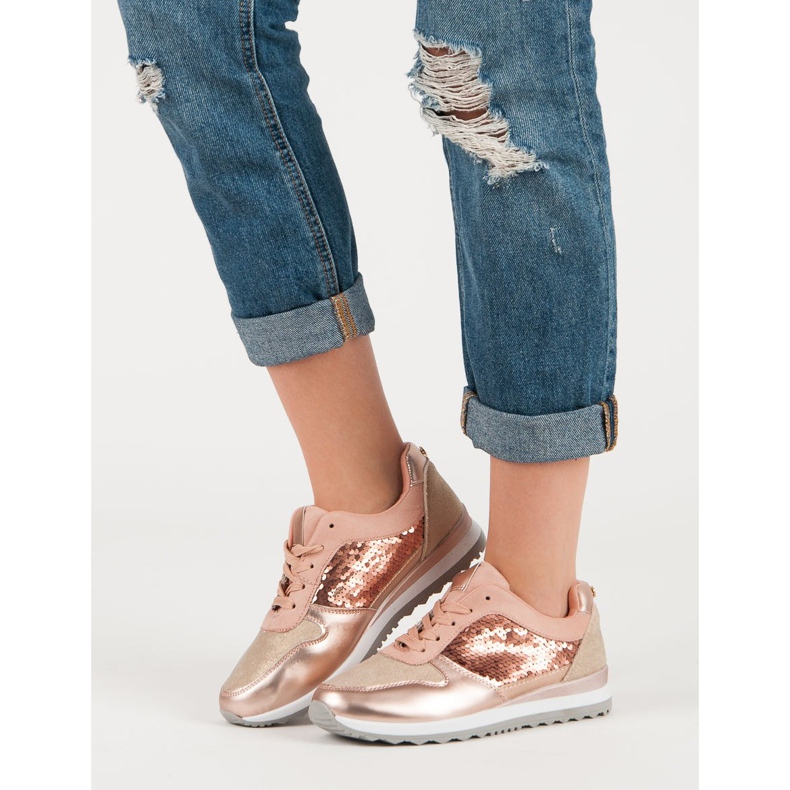 Calçados Esportivos Com Lantejoulas rosa 2 Calçados Esportivos Com Lantejoulas rosa 2