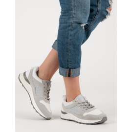 Calçados esportivos confortáveis branco cinza 2