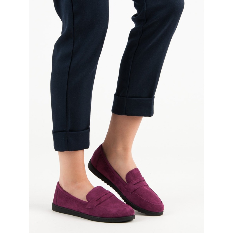 Comer Mocassins de camurça roxo 1