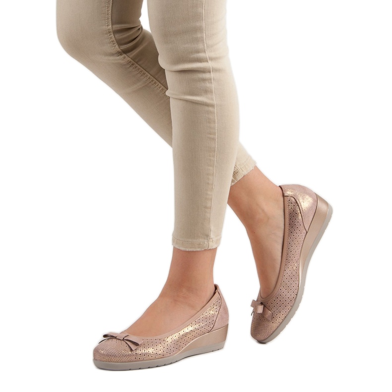 Vinceza Bombas de cunha confortáveis rosa 2