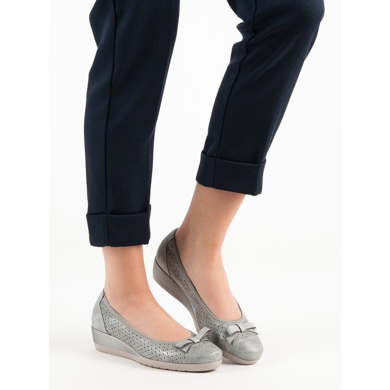 Vinceza Bombas de cunha confortáveis cinza 1