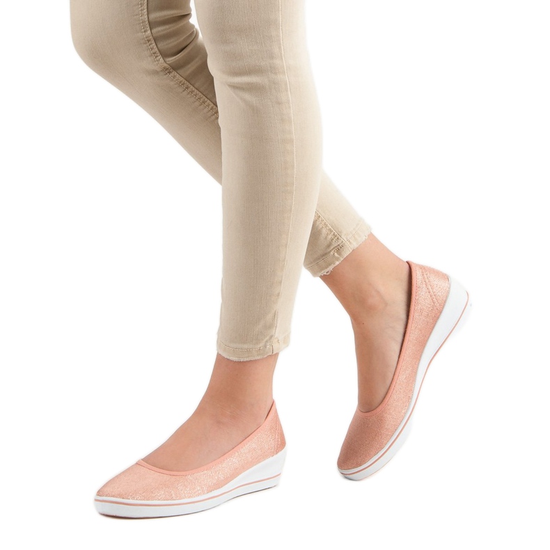 Comer Bailarina rosa em cunha 1