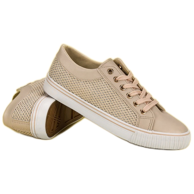 Tênis baixos com malha marrom 1