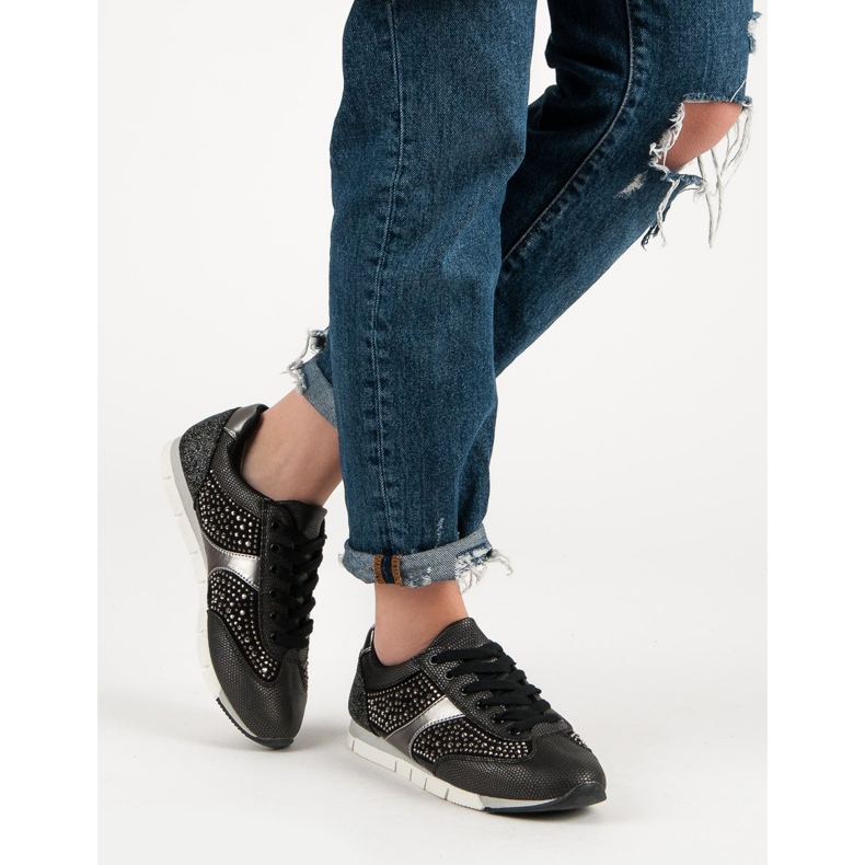 Kylie Calçados esportivos com cristais preto 1