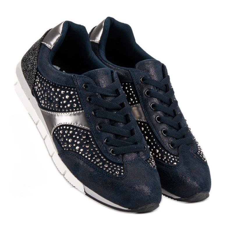 Kylie Calçados esportivos com cristais azul 2 Kylie Calçados esportivos com cristais azul 2