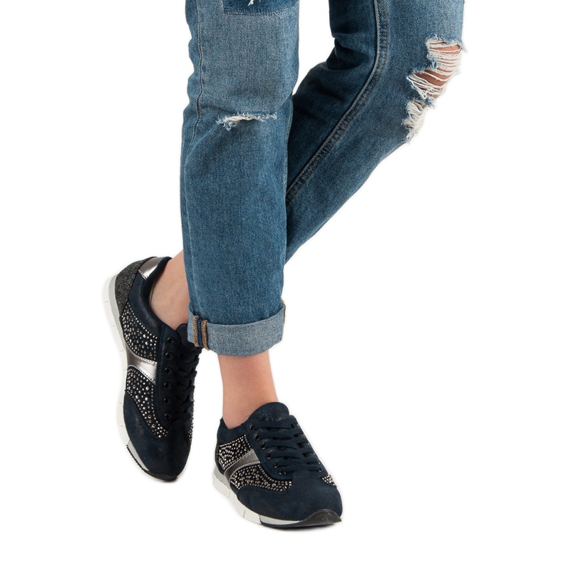 Kylie Calçados esportivos com cristais azul 1 Kylie Calçados esportivos com cristais azul 1