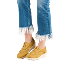 Corina Sapatos de cunha mostarda amarelo 2