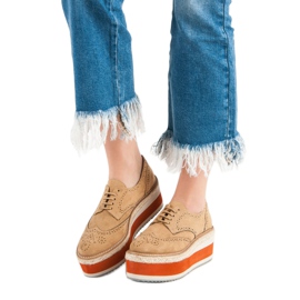 Corina Sapatos de cunha da moda marrom 1